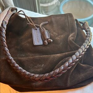 Ralph Lauren Dark Brown Suede Tote